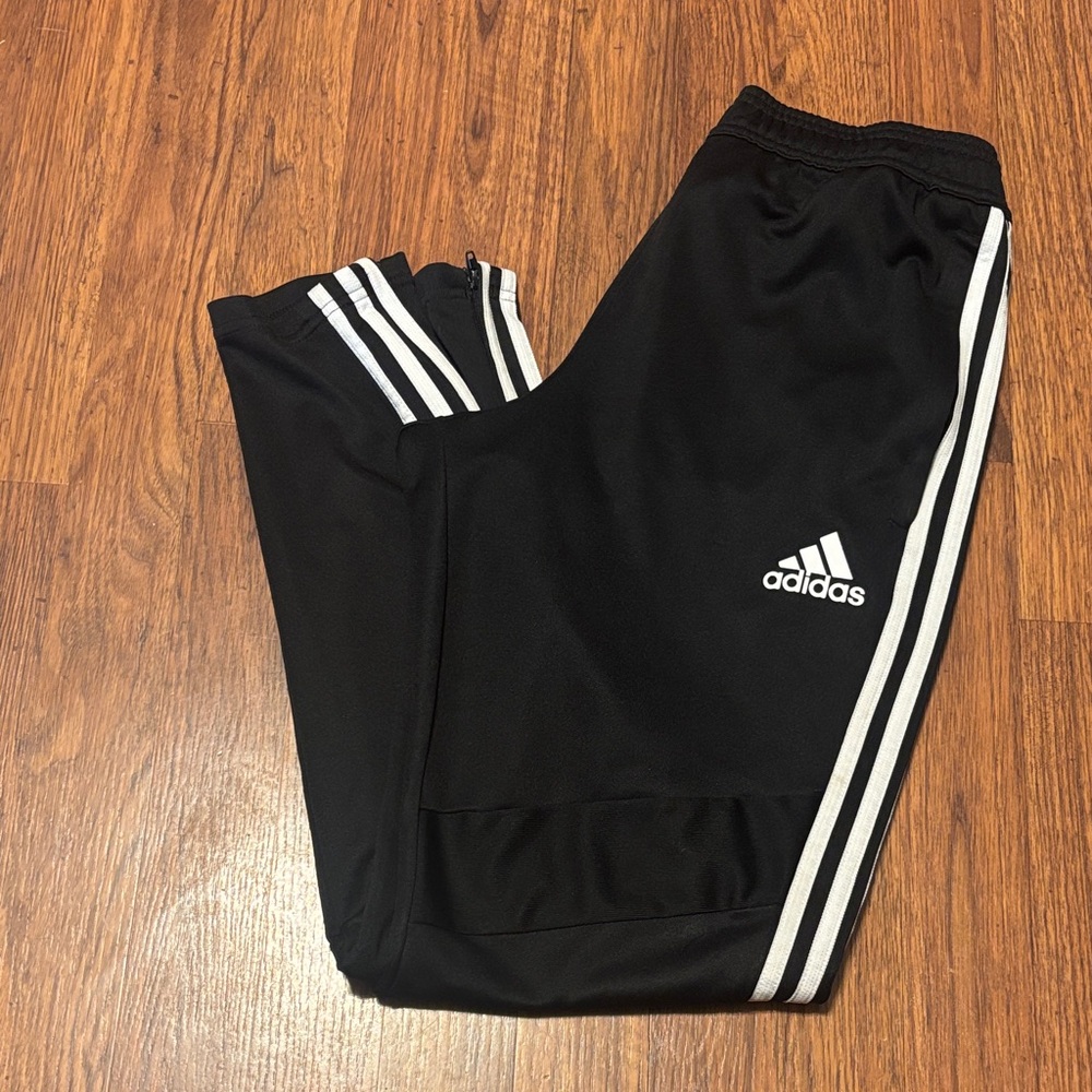 Adidas Men’s Black track pants with White Stripes